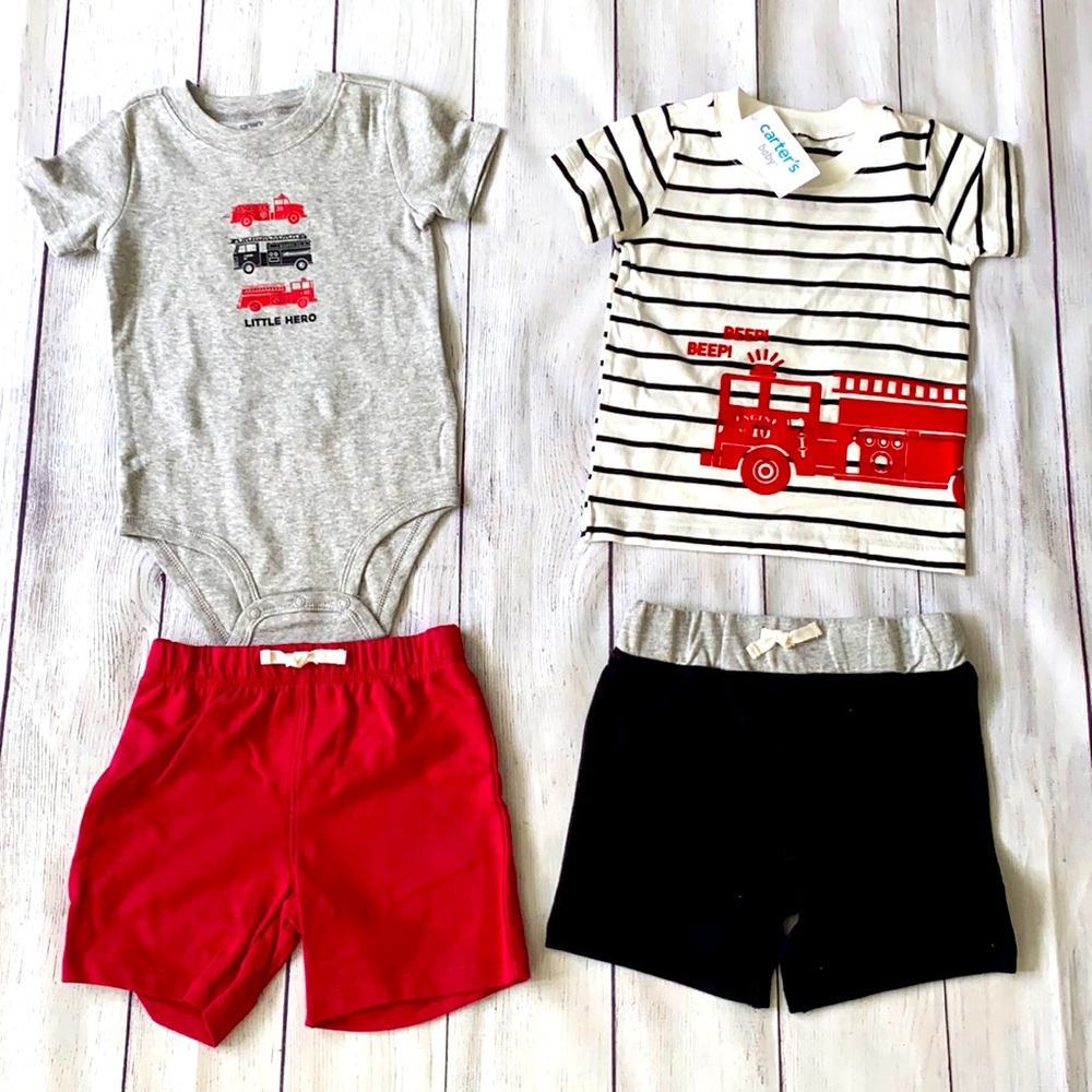 NWT Carter’s 12 Month Boys Outfit Set Fire Trucks